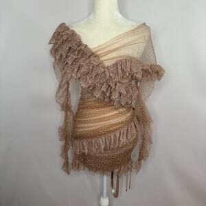 House of CB London Mesh Ruffle Bodycon Dress in Blush